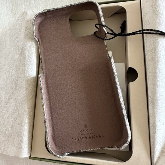 New GUCCI iPhone 14 case Ophidia Supreme Brown GG Logo W/ Box - Picture 4 of 5
